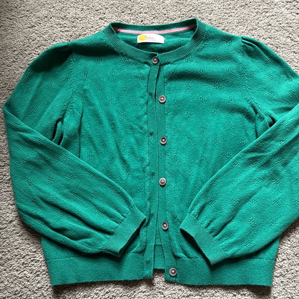 Mini Boden green cotton cardigan